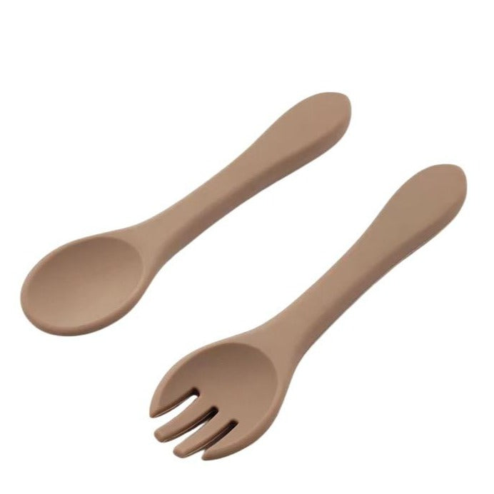 Silicone Spoon and Fork Set (Taupe)