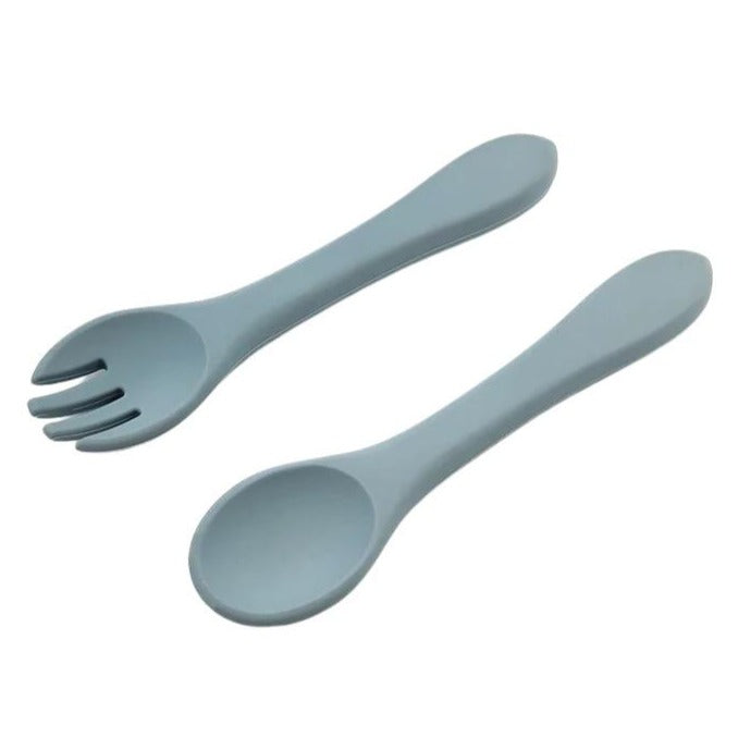 Silicone Spoon and Fork Set (Muted Blue)