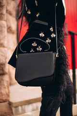Milan Crossbody Leather Bag in Noir