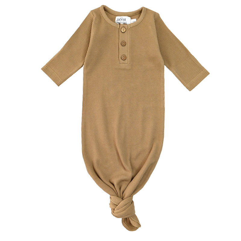 Organic Waffle Knotted Gown | Caramel